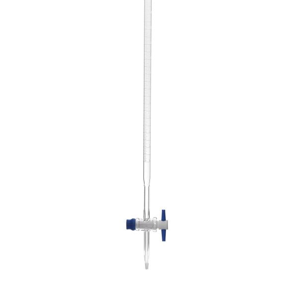 Borox Cam Büret Düz 25 ml 0.1 ml Teflon Musluk - Class B - Mavi Skala