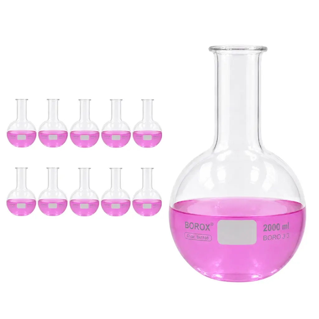 Borox Cam Balon 2000 ml - Dibi Yuvarlak - Kaynatma Balonu - 10 Adet Toptan