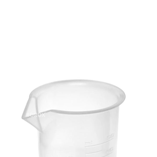 Borox Plastik Beher 50 ml - Kabartma Dereceli - Plastic Beaker Autoclavable - 12 Adet Toptan