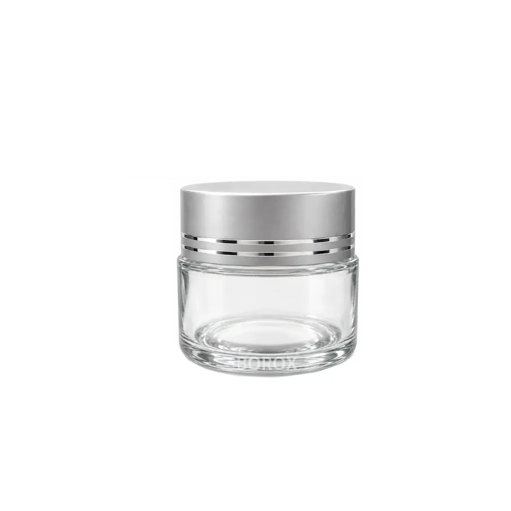 Borox Cam Şişe 100ml - Krem Kavanoz 100cc Gümüş Kapaklı Şişe