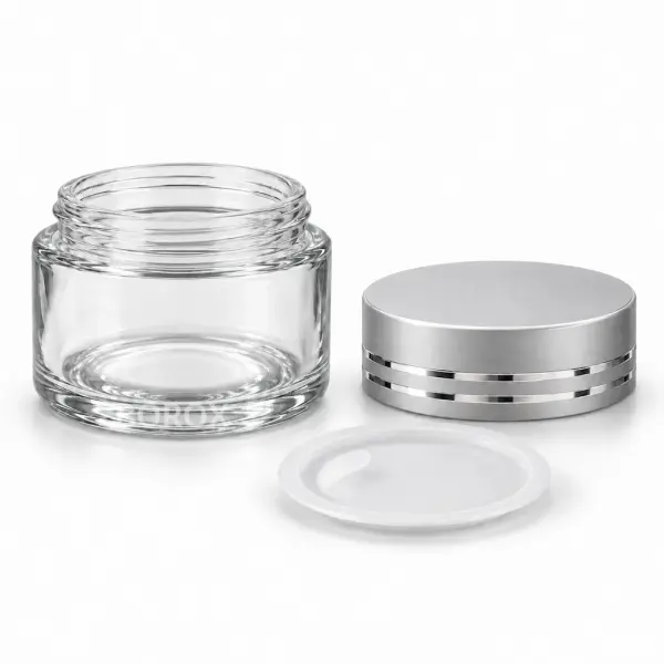 Borox Cam Şişe 100ml - Krem Kavanoz 100cc Gümüş Kapaklı Şişe