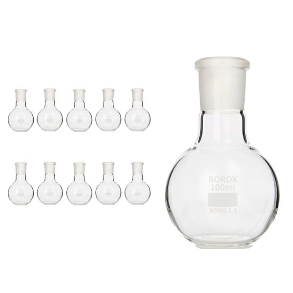 Borox Cam Balon 2000 ml - Dibi Düz - Norm Şilifli - 29/32 - 10 Adet Toptan