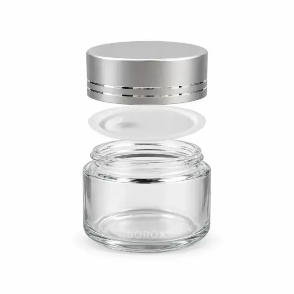 Borox Cam Şişe 100ml - Krem Kavanoz 100cc Gümüş Kapaklı Şişe - 50 Adet Toptan