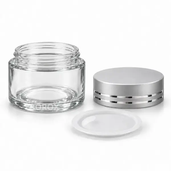 Borox Cam Şişe 100ml - Krem Kavanoz 100cc Gümüş Kapaklı Şişe - 50 Adet Toptan
