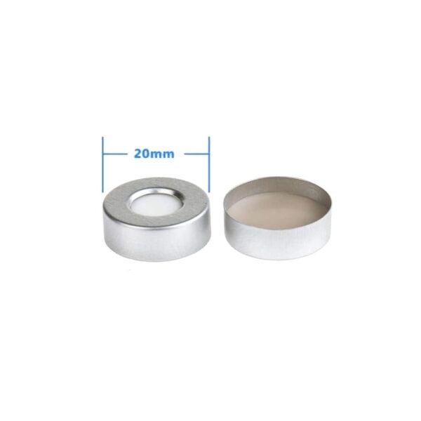 Borox Alüminyum Crimp Vial Kapağı ND20 - Beyaz PTFE/Beyaz Silikon Septa- 1000li