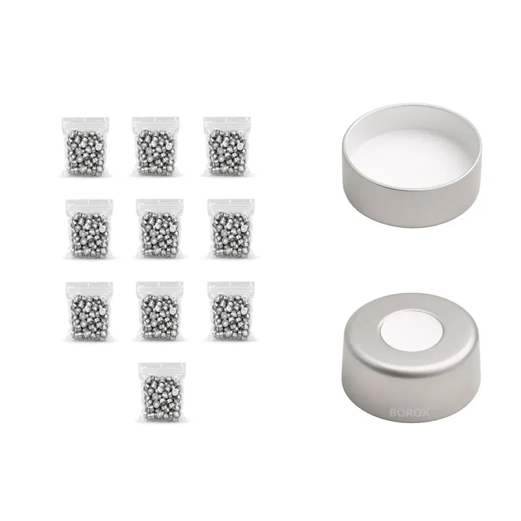 Borox Alüminyum Crimp Vial Kapağı ND20 - Beyaz PTFE/Beyaz Silikon Septa- 1000li