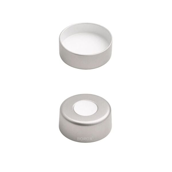 Borox Alüminyum Crimp Vial Kapağı ND20 - Beyaz PTFE/Beyaz Silikon Septa- 1000li