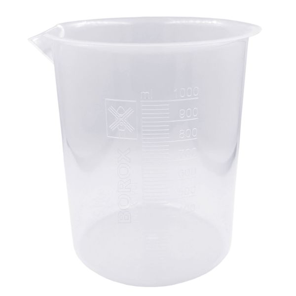 Borox Plastik Beher 1000 ml - Kabartma Dereceli - Plastic Beaker Autoclavable - 12 Adet Toptan