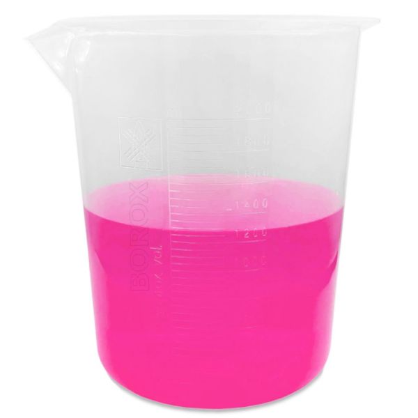 Borox Plastik Beher 2000 ml - Kabartma Dereceli - Plastic Beaker Autoclavable - 6 Adet Toptan