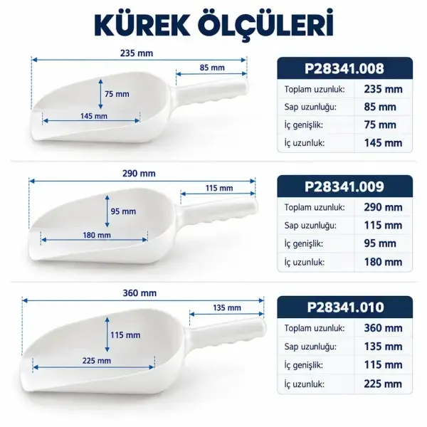 Borox Plastik Kürek - Büyük Boy - PP Kürek - Numune Küreği