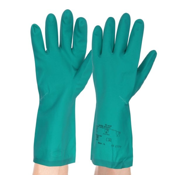Nitril Eldiven Yeşil S - Kimyasal Asit Eldiveni - 15 Mil