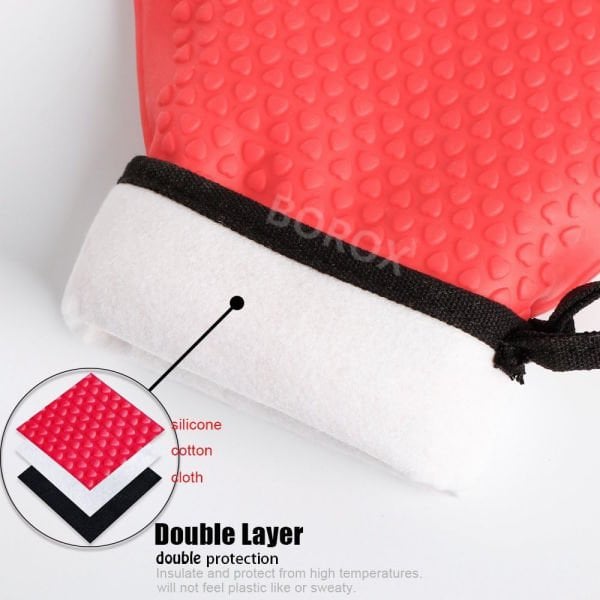 Borox Silikon Eldiven - 1 Çift - Isıya Dayanıklı - Su Geçirmez - Gri Fırın Bulaşık Eldiveni