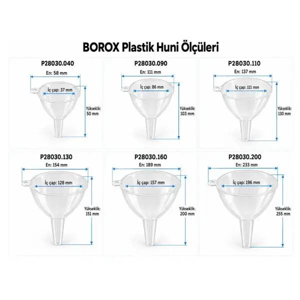 Borox Plastik Huni - PP Huni - 110mm - 3lü