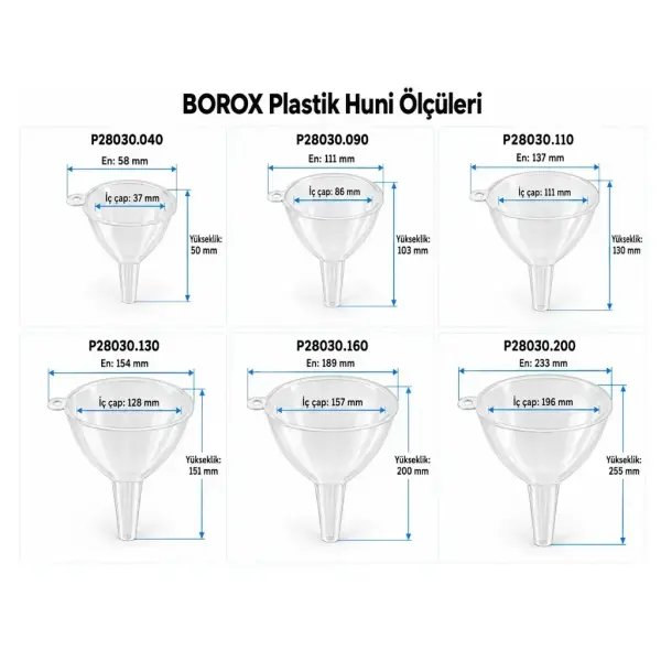 Borox Plastik Huni - PP Huni - 130mm - 2li