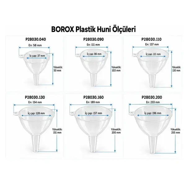 Borox Plastik Huni - PP Huni - 160mm - 2li