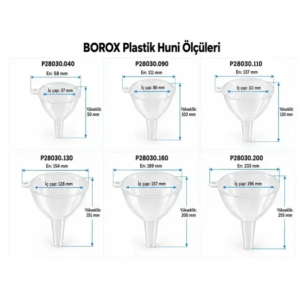 Borox Plastik Huni - PP Huni - 200mm - 2li