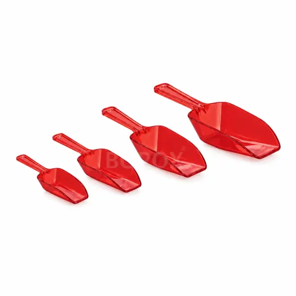 Borox Plastik Kürek Seti - 4lü Tartı Küreği - Kırmızı - Numune Küreği