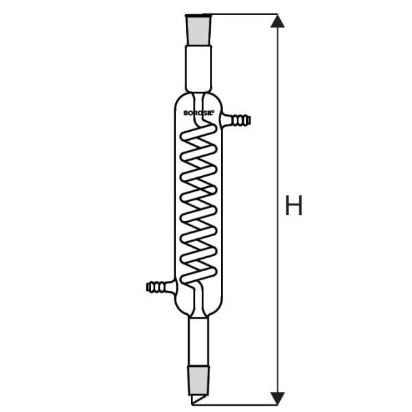 Borosil Cam Spiralli Soğutucu 500 mm - Graham 24/29 Şilifli