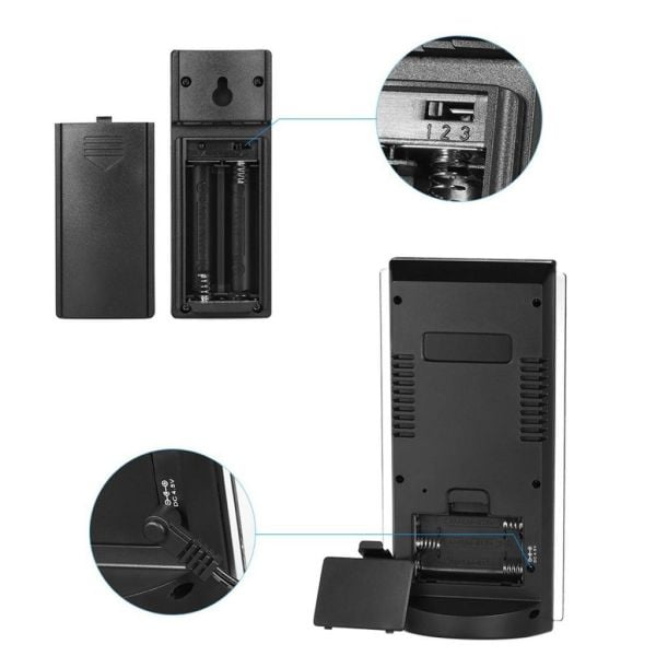 Dijital Termometre İç Dış Wireless Hava Takip Sistemi -Siyah