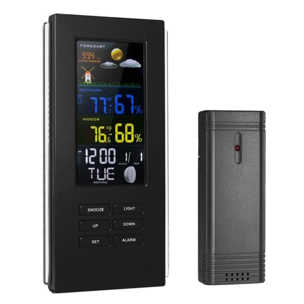 Dijital Termometre İç Dış Wireless Hava Takip Sistemi -Siyah