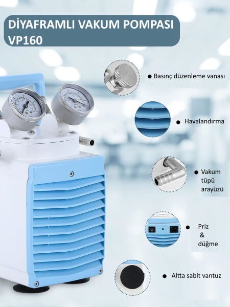 Thermomac VP160 Diyaframlı Vakum Pompası - Yağsız Pompa