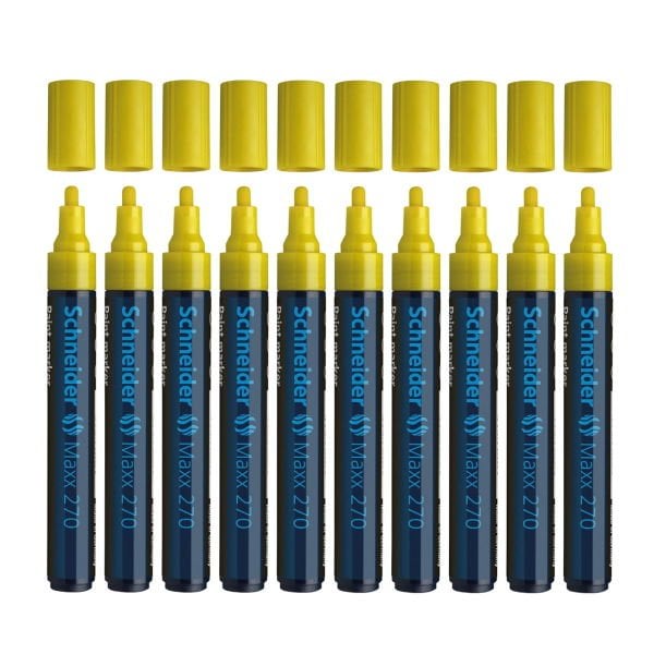 Schneider Maxx 270 Asetat Kalemi Sarı - 1-3mm - Boya Markörü - Cam Kalemi 10 Adet Toptan