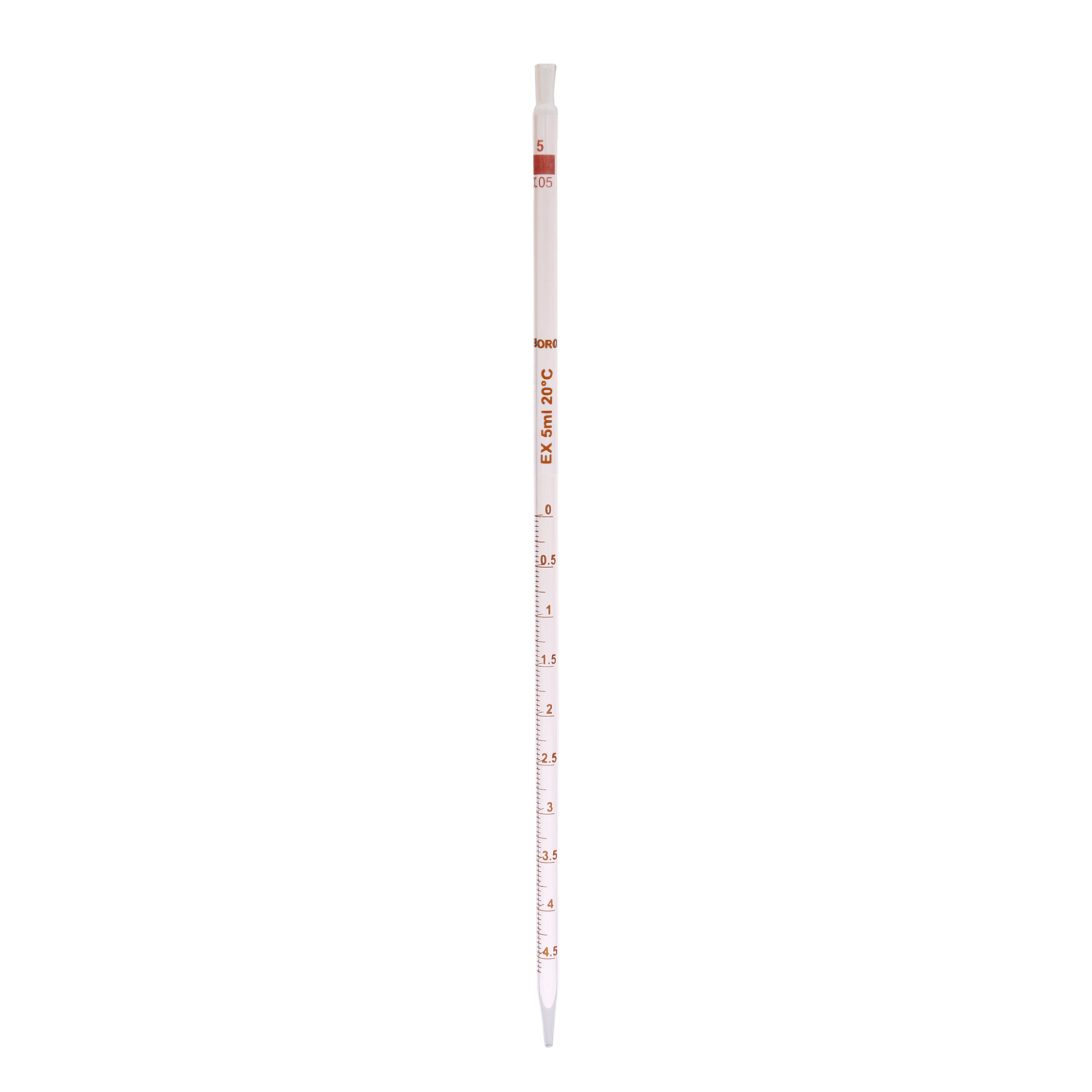 Borox Cam Dereceli Pipet 5 ml - Serolojik Pipet - 1 Adet