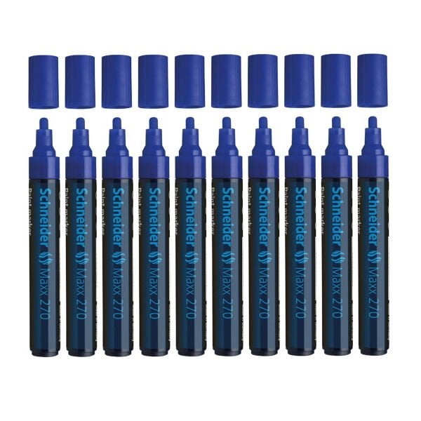 Schneider Maxx 270 Asetat Kalemi Mavi - 1-3mm - Boya Markörü - Cam Kalemi 10 Adet Toptan