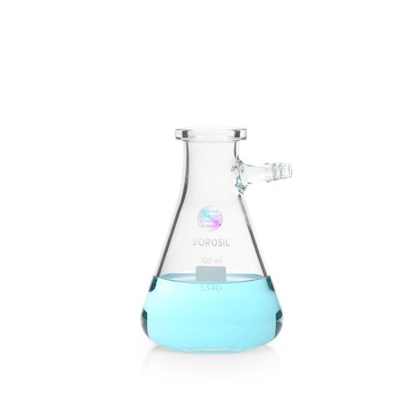 Borosil Cam Nuçe Erlen 100 ml - Cam Yan Kollu Vakum Erleni