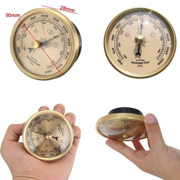 Metal Barometre 90 mm - Analog Basınç Ölçer - Hava Durumu