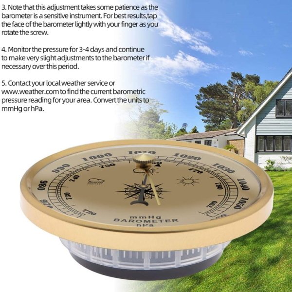 Metal Barometre 90 mm - Analog Basınç Ölçer - Hava Durumu