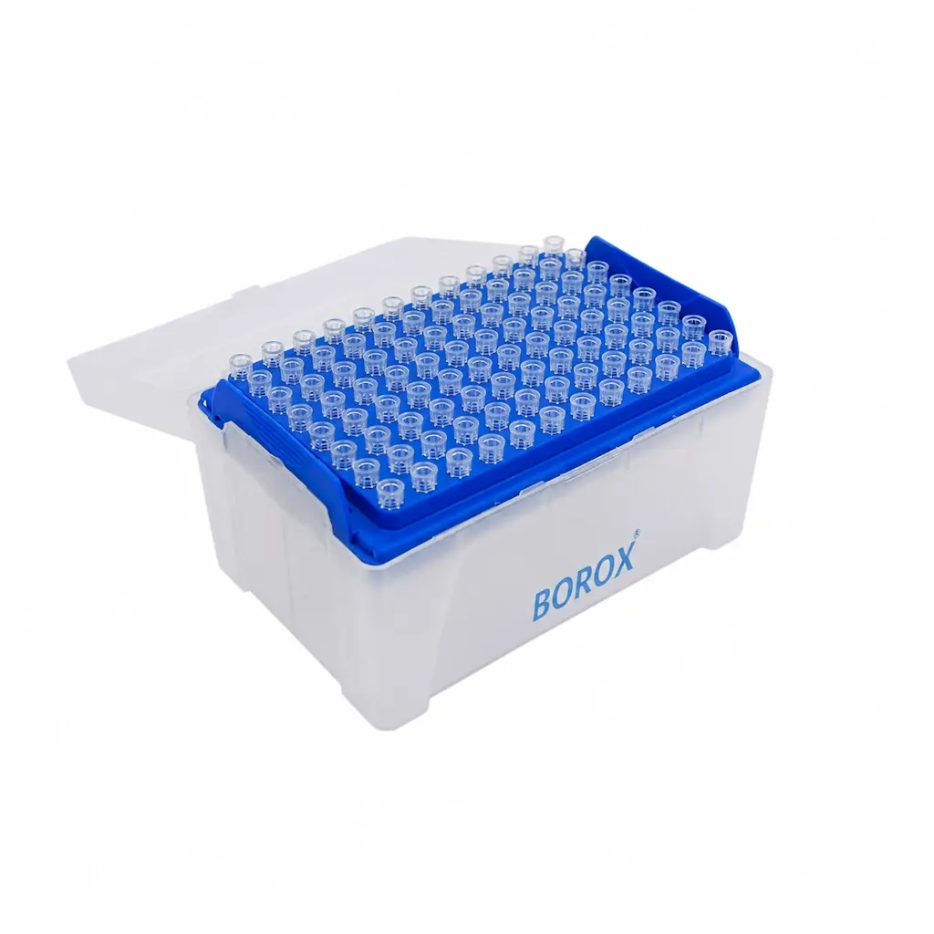 Borox Filtreli Pipet Ucu Steril 10 µl - Uzun Şeffaf - 96Adet-Paket