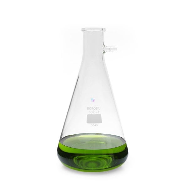 Borosil Cam Nuçe Erlen 5000 ml - Cam Yan Kollu Vakum Erleni