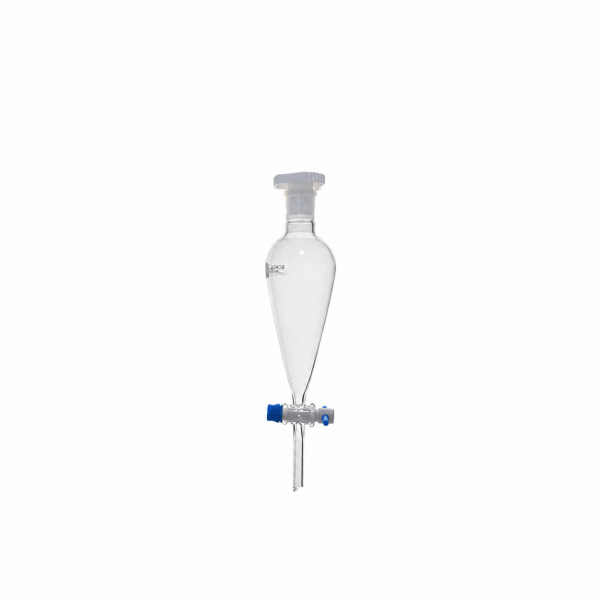 Borox Cam Ayırma Hunisi 100 ml - Konik Tip - Teflon Musluklu Tıpalı - Hacim Ölçekli