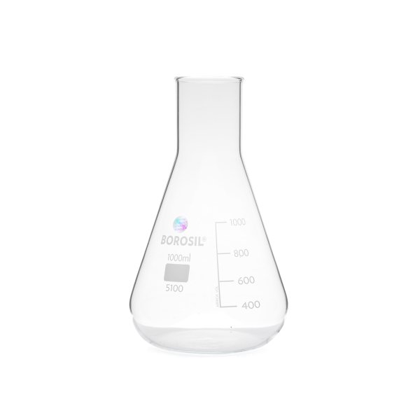Borosil Cam Erlen 1000 ml - Erlenmeyer Flask Geniş Boyunlu