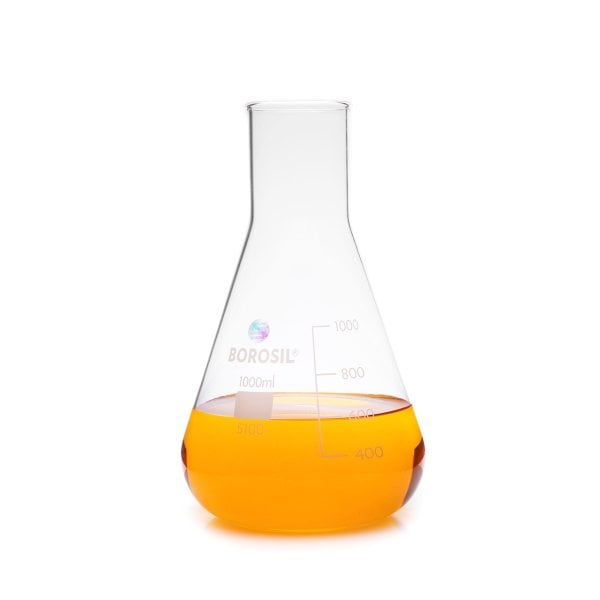 Borosil Cam Erlen 1000 ml - Erlenmeyer Flask Geniş Boyunlu