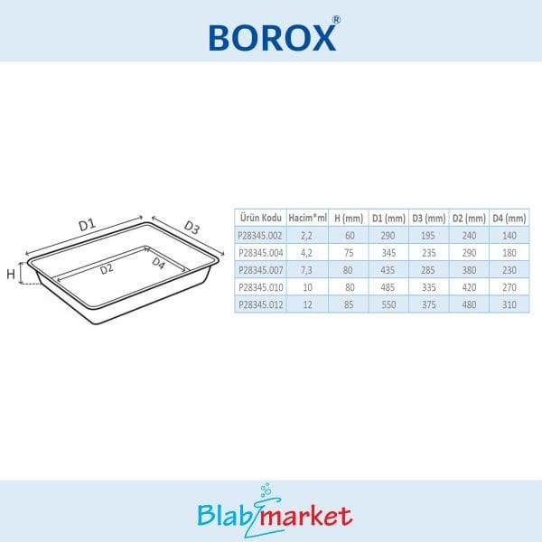 Borox Numune Taşıma Tepsisi 10L - PP Tepsi - Numune Kabı - Tray