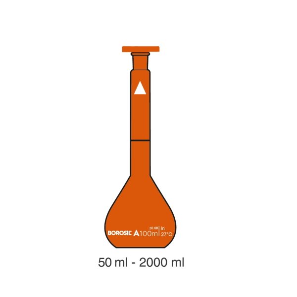 Borosil Cam Balon Joje 100 ml Amber - Plastik Tıpalı Class A