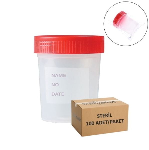 İdrar Numune Kabı 100ml - Aseptik Steril Beher 100 Adet