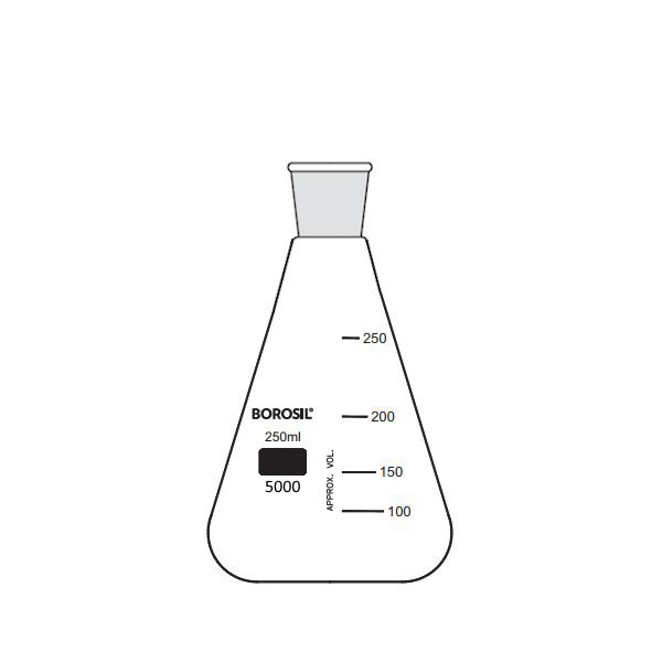 Borosil Cam Erlen Şilifli 100 ml - Erlenmeyer Flask Tıpalı
