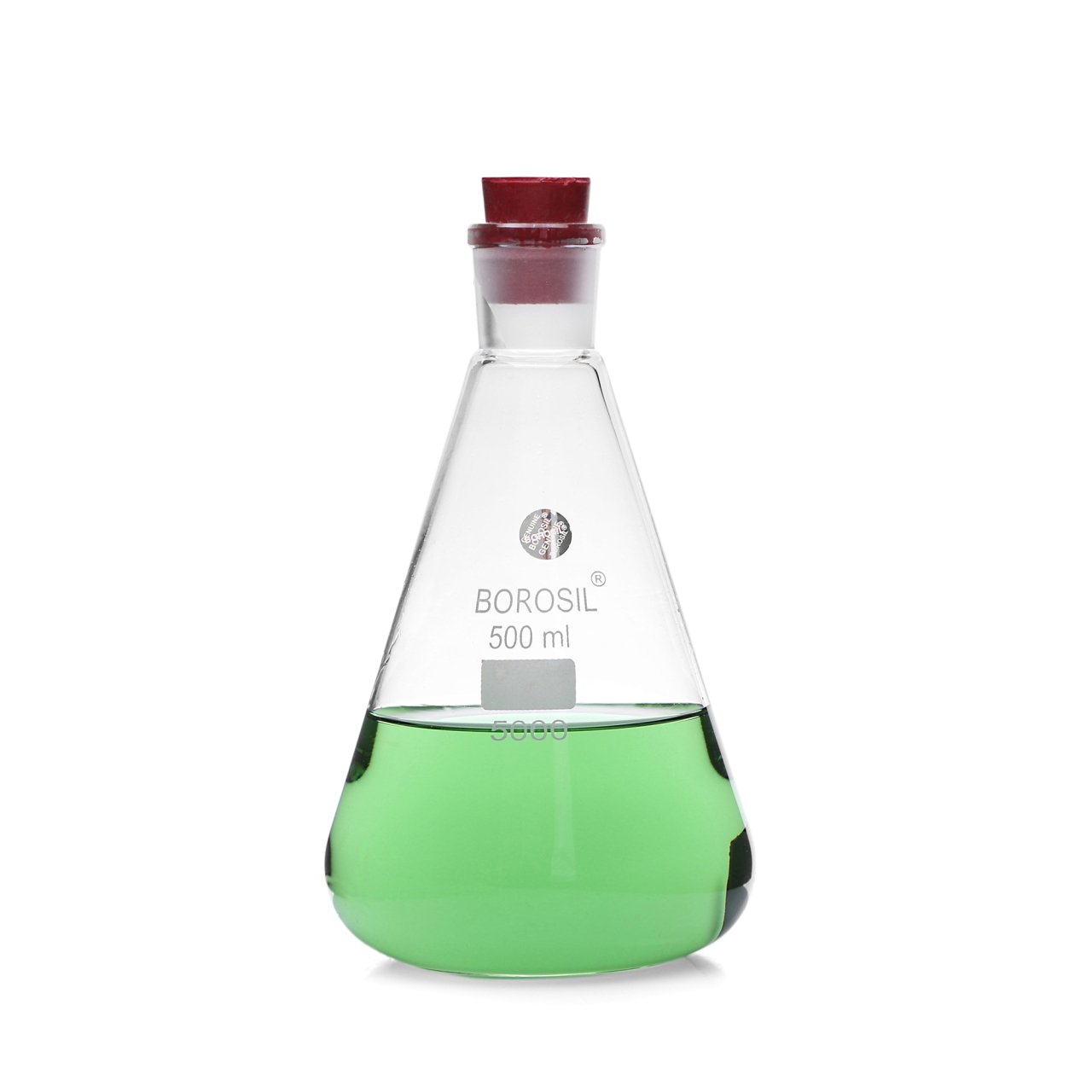 Borosil Cam Erlen Şilifli 500 ml - Erlenmeyer Flask Tıpalı