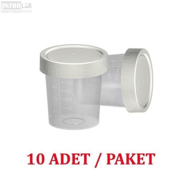 İdrar Numune Kabı 100ml - Pnömatik Sistem Nonsteril 10 Adet