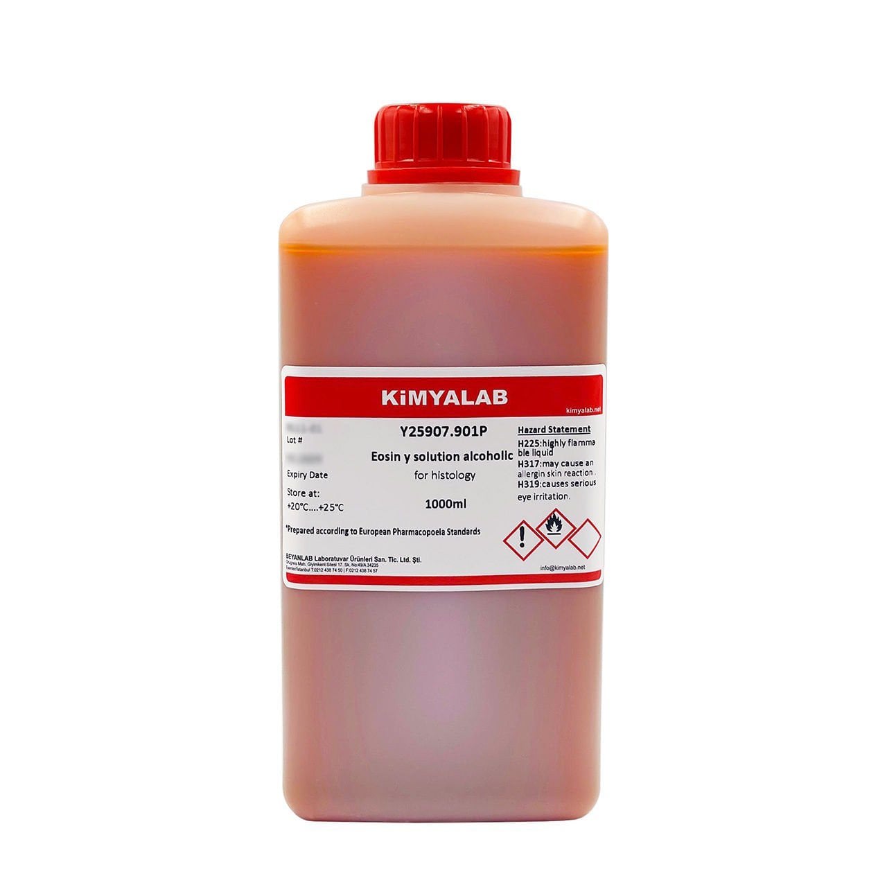 Kimyalab Eosin Y Solüsyonu % 0.5 Alkol Bazlı 1L - Eosin Y Solution Alcoholic