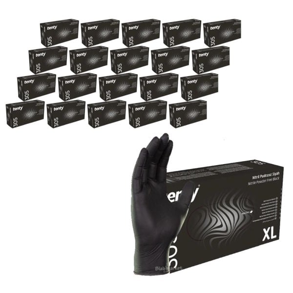 Nitril Eldiven Siyah - XL Beden - Çok Amaçlı Pudrasız - 20 Kutu