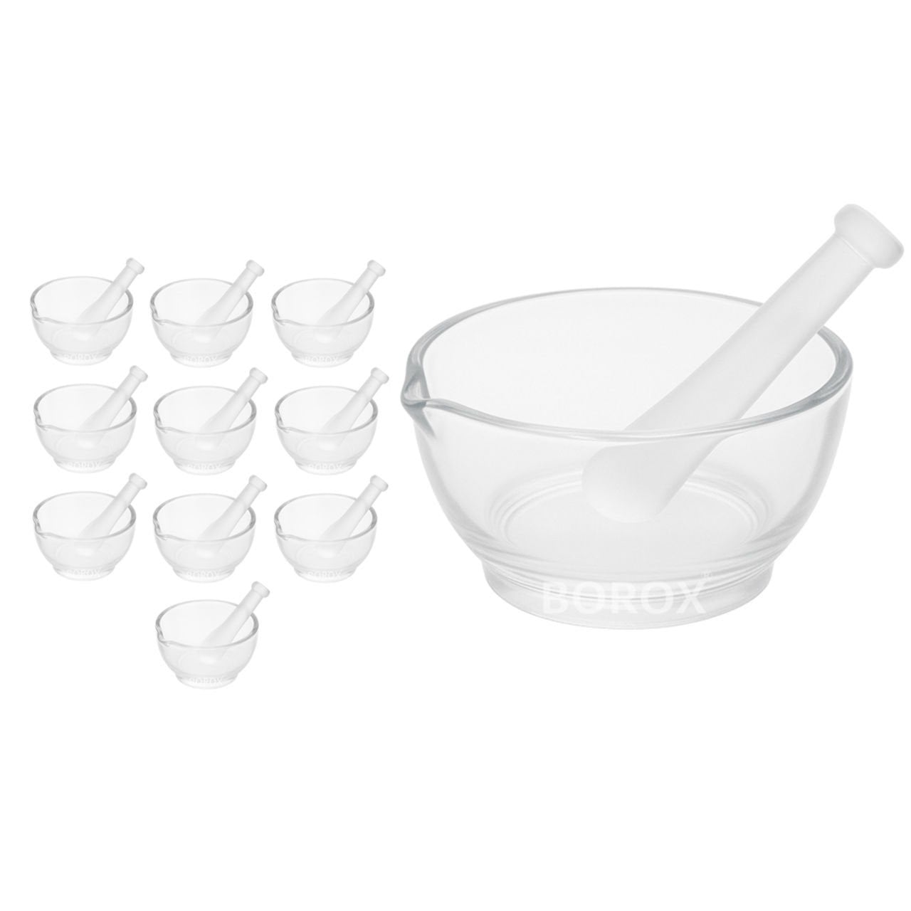 Borox Cam Havan Tokmaklı 150 mm - Havan ve Eli - 10 set-paket