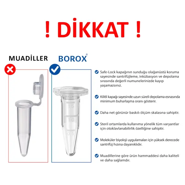 Eppendorf Tüpü 1.5ml - Mikrosantrifüj Ependorf Tüpü 1000Adet