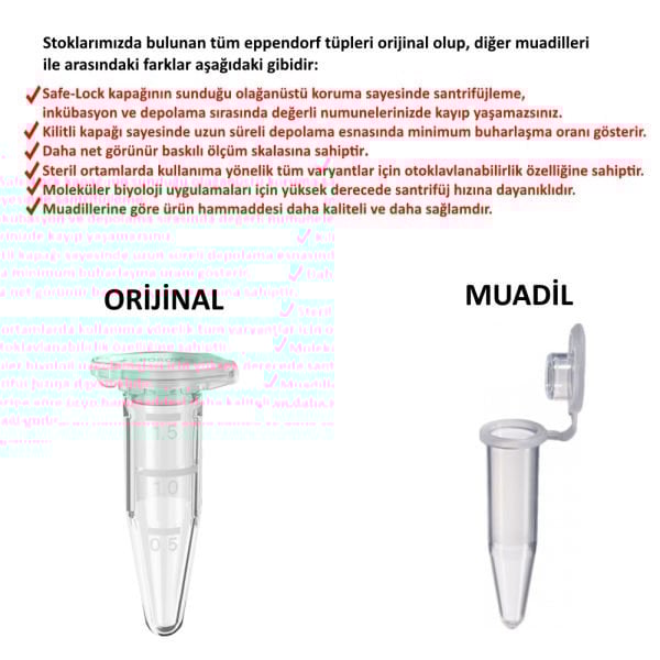 Eppendorf Tüpü 1.5ml - Mikrosantrifüj Ependorf Tüpü 1000Adet