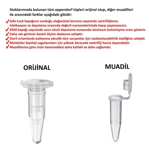 Eppendorf Tüpü 1.5ml - Mikrosantrifüj Ependorf Tüpü 1000Adet
