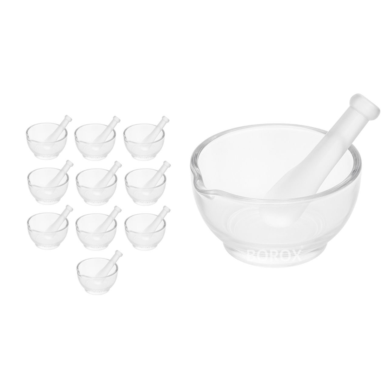 Borox Cam Havan Tokmaklı 120 mm - Havan ve Eli - 10 set-paket