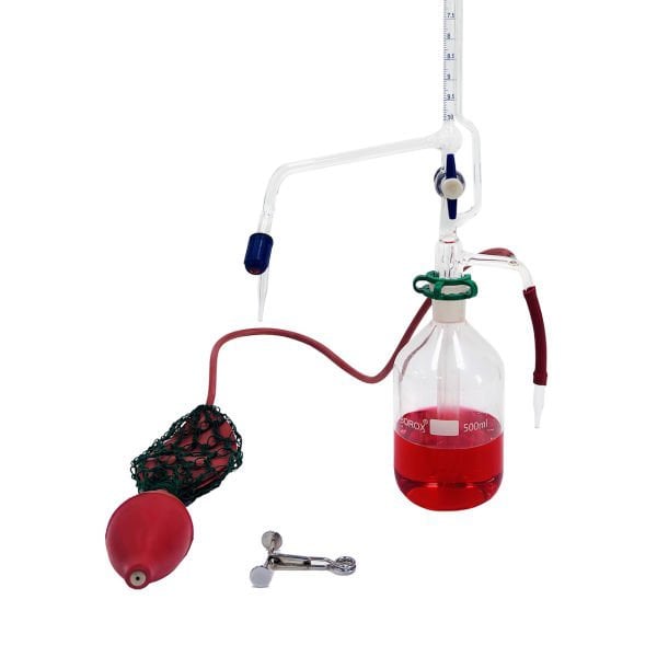 Borox Cam Otomatik Büret 10 ml 0.05 ml Teflon Musluk - Class A Sertifikalı - PTFE Ara Musluklu